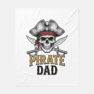 Piratenvater-Totenkopf-Schwert-Vintage-Stickerei-S Fleecedecke