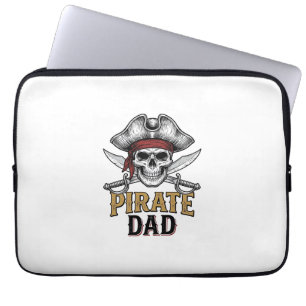 Piratenvater-Totenkopf-Schwert-Vintage-Stickerei-S Laptopschutzhülle