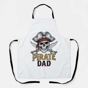 Piratenvater-Totenkopf-Schwert-Vintage-Stickerei-S Schürze