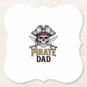 Piratenvater-Totenkopf-Schwert-Vintage-Stickerei-S Untersetzer