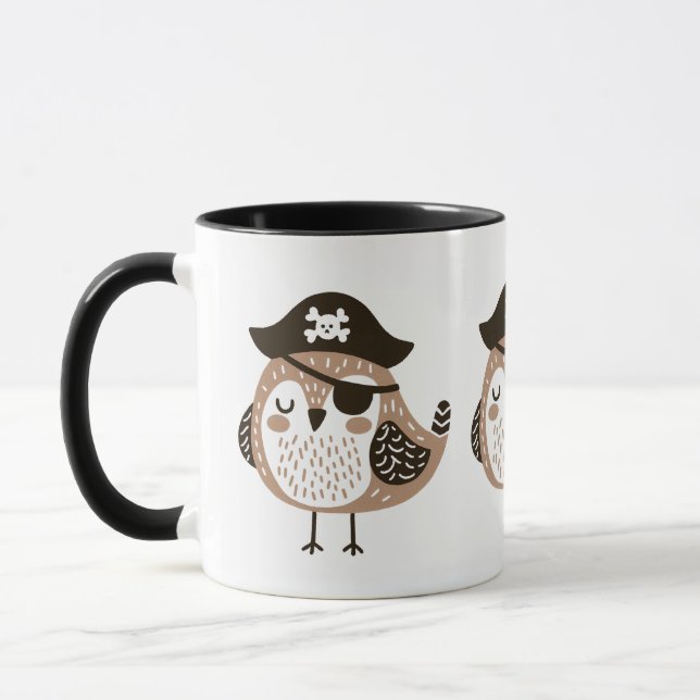 Piratenvogel mit Hut und Augenpflaster Tasse (Links)