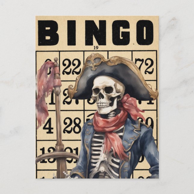 Piraterie auf der Vintagen Bingokarte Postkarte (Vorderseite)