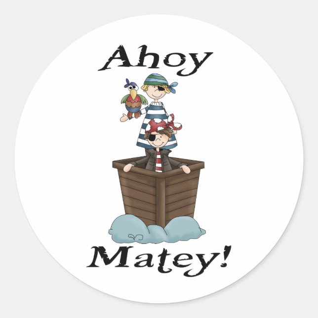 Pirates Ahoy Matey Runder Aufkleber (Vorderseite)