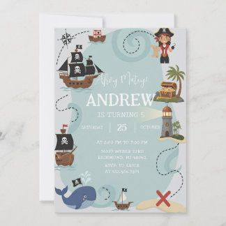 Pirates Birthday Invitation Template Ahoy Matey Einladung