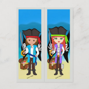 Pirates Bookmark on Postcard Postkarte