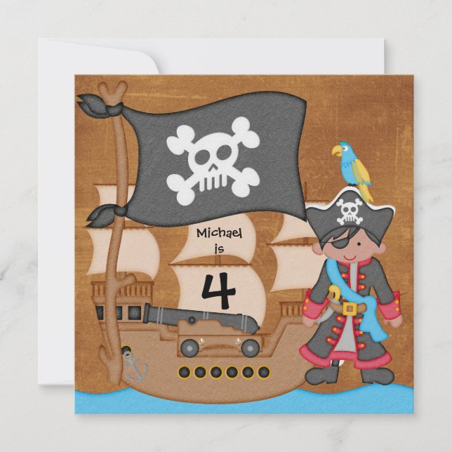 Pirates Boy Pirate Schiff zum Geburtstag Einladung (Vorderseite)