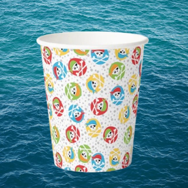Pirates Colorful Skulls Paper Cups Pappbecher (Party Cups - Children's Party Cups)