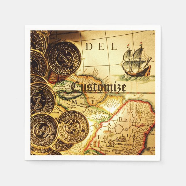 Pirates Gold Schatzkarte Napkins Serviette (Vorderseite)