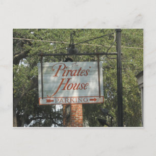 Pirates House Restaurant Sign Savannah Georgia Postkarte
