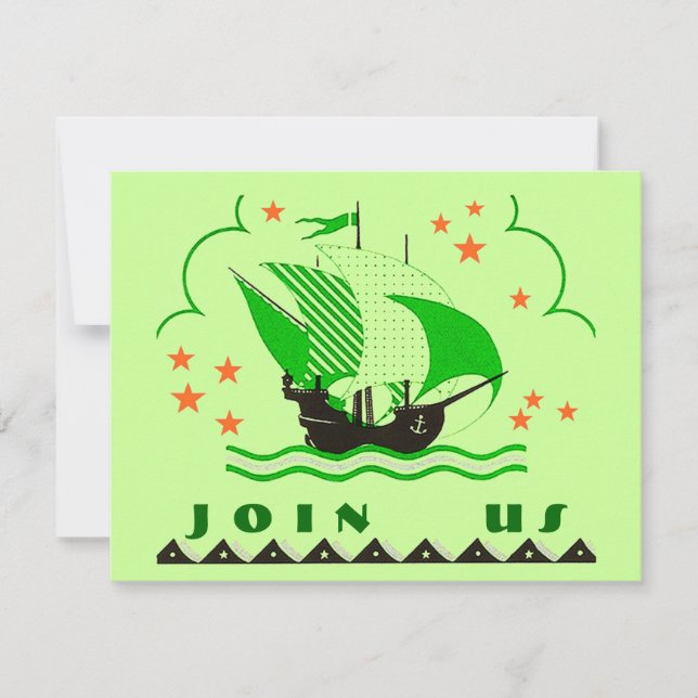 PIRATES PARTY THEMA SHIP SET SAILS FLAG INVITATION EINLADUNG (Vorderseite)