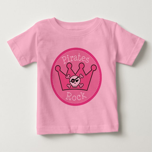 Pirates Rock Girls Pink Baby T-shirt (Vorderseite)