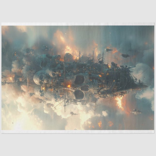 Pirates Skull Ship Flies Decoupage Seidenpapier (Vorderseite)