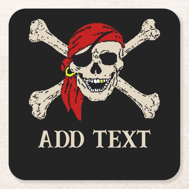 Pirates Skull Untersetzer, Text hinzufügen Rechteckiger Pappuntersetzer (Vorderseite)