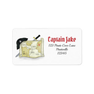 Pirates Treasmap Niedlich Boys Party Adressaufkleber
