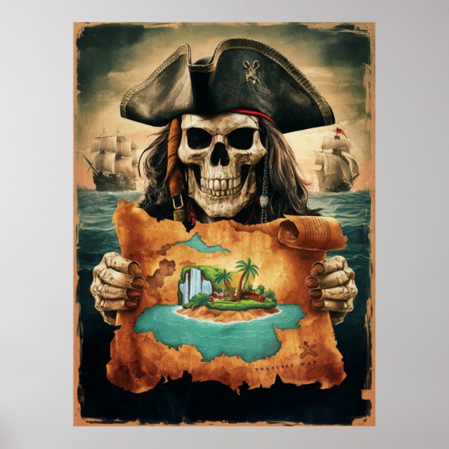 Pirate's Treasure Map Poster (Vorne)