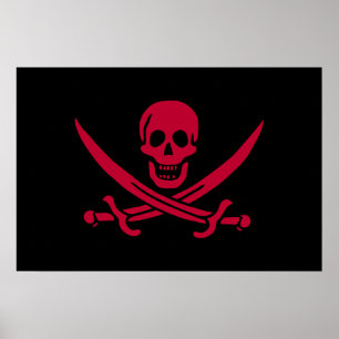 Piratflagge Crimson Skull & Swords von Calico Jack Poster