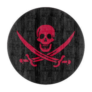 Piratflagge Crimson Skull & Swords von Calico Jack Schneidebrett
