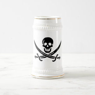 Piratflagge Totenkopf gekreuzte Schwerter Bierglas