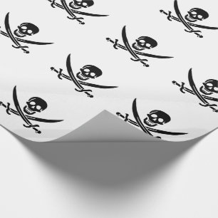 Piratflagge Totenkopf gekreuzte Schwerter Geschenkpapier