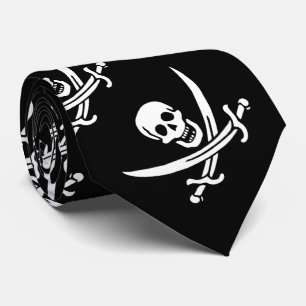 Piratflagge Totenkopf gekreuzte Schwerter Krawatte
