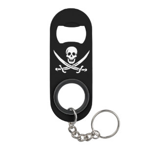 Piratflagge Totenkopf gekreuzte Schwerter Mini Flaschenöffner