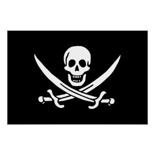 Piratflagge Totenkopf gekreuzte Schwerter Poster