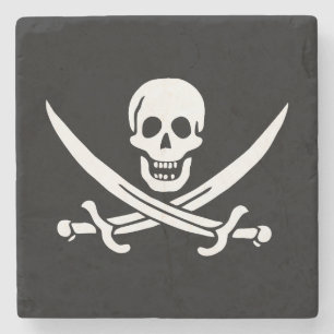 Piratflagge Totenkopf gekreuzte Schwerter Steinuntersetzer