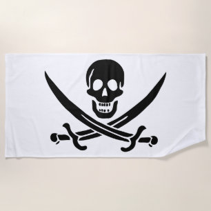 Piratflagge Totenkopf gekreuzte Schwerter Strandtuch