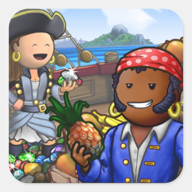 Piratkleber Quadratischer Aufkleber (Vorderseite)