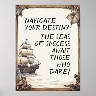 Piratlebensmotivationswörter Poster