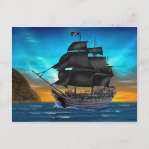 PIRATSCHIFF AM SONNENSATZ POSTKARTE