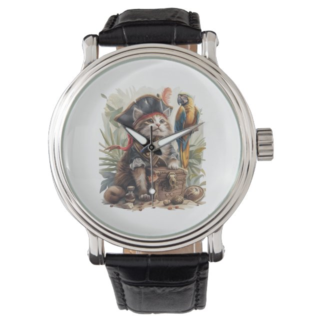 Piratzenkatzenschatz Armbanduhr (Vorderseite)