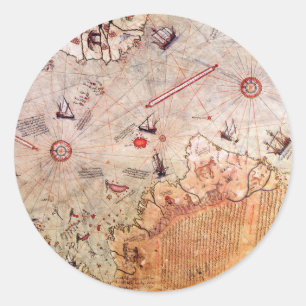 piri reis alte kartengeschichte mysterium vintage runder aufkleber