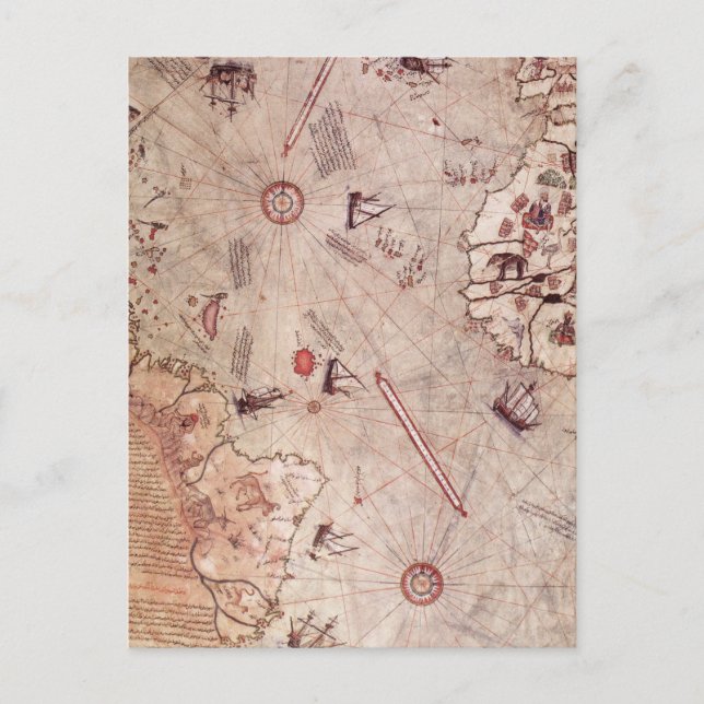 Piri Reis Old World Map Postkarte (Vorderseite)
