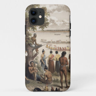 Pirogue läuft auf dem Bassac Fluss, Detail von 'an Case-Mate iPhone Hülle