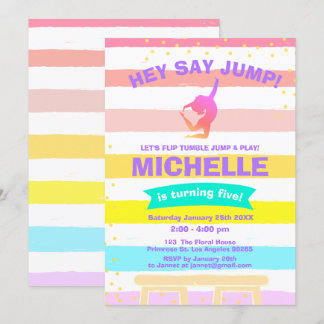Pirouette Rainbow Ballerina Gymnastik Geburtstag Einladung