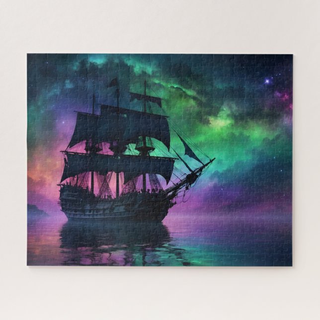 Pirtate Galleon unter den Spuk Sternen Puzzle (Horizontal)