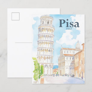 Pisa Italien Aquarellmalerei Reise Postkarte