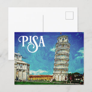 Pisa Italien Europa Paint Colorful Postkarte