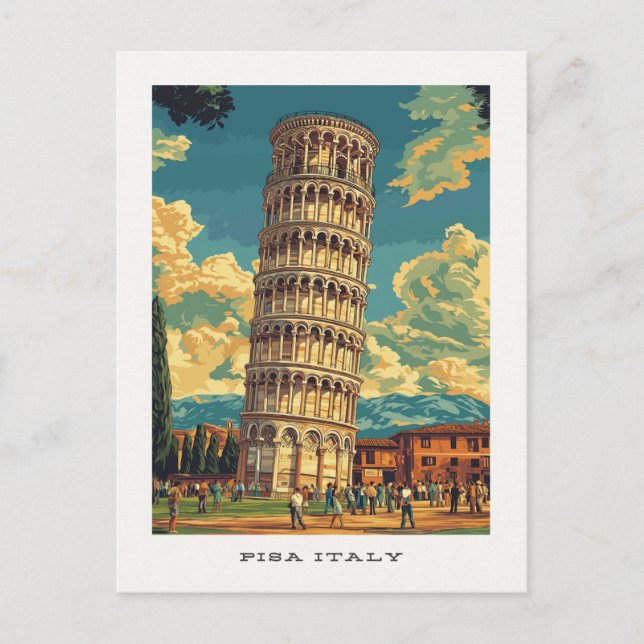 Pisa Italy Leaning Tower Trawer Postcard Postkarte (Vorderseite)