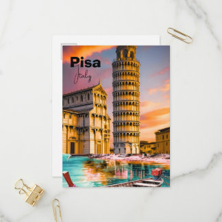 Pisa Italy Travel Postcard, Pisa Travel Art Postca Einladungspostkarte