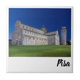Pisa Leaning Tower Night Panorama Italien Geschenk Fliese