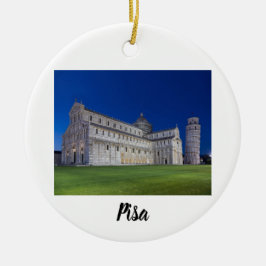 Pisa Leaning Tower Night Panorama Italien Geschenk Keramik Ornament