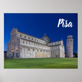 Pisa Leaning Tower Night Panorama Italien Geschenk Poster