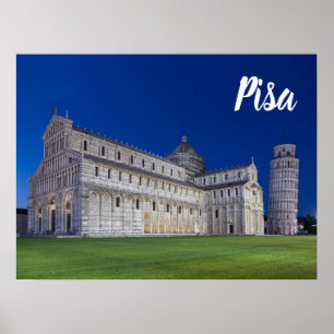 Pisa Leaning Tower Night Panorama Italien Geschenk Poster