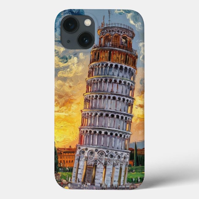 Pisa Tower: Sunset Impressionist Oil Art Case-Mate iPhone Hülle (Rückseite)