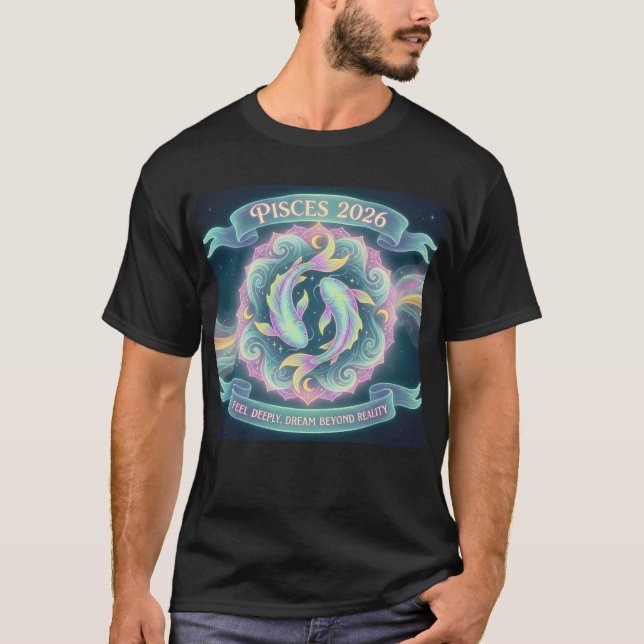 Pisces 2026 Zodiac Mandala | Water Sign Astrology  T-Shirt (Vorderseite)