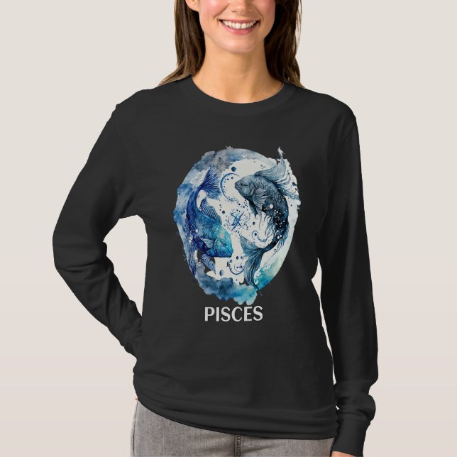 Pisces 2 Fishes Zodiac Sign Astrological Water Nep T-Shirt (Vorderseite)