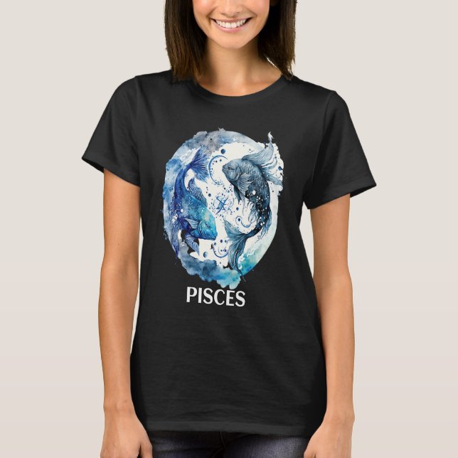 Pisces 2 Fishes Zodiac Sign Astrological Water Nep T-Shirt (Vorderseite)