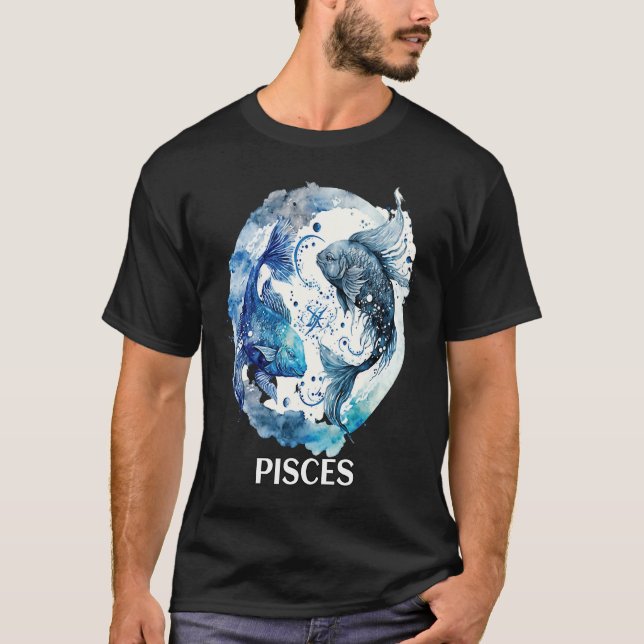Pisces 2 Fishes Zodiac Sign Astrological Water Nep T-Shirt (Vorderseite)
